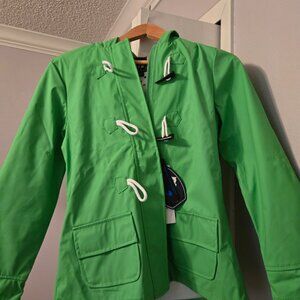 Climate Concepts Rain Coat Green Zip/Buttons/Velcro
